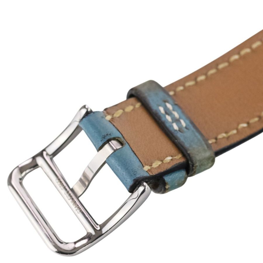 愛馬仕 H-Watch HH1.210 白色錶盤 藍色銀色女士腕錶-16