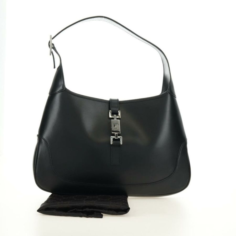 【日本直送】GUCCI Jackie 單肩包,黑色銀色皮革,貨號 001 3306 2684,正品編號 184583SAM-11