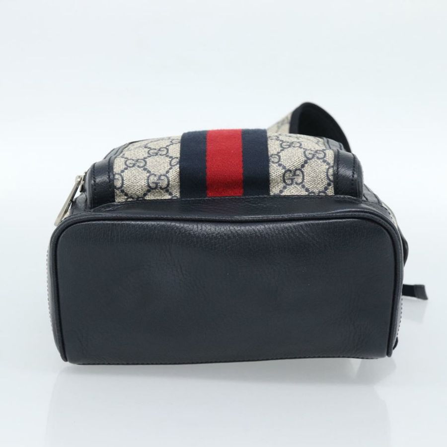 【日本直送】GUCCI GG Supreme Sherry Line 雙肩包 PVC 海軍藍/銀色/紅色 547965 正品 ka4697SAM-4