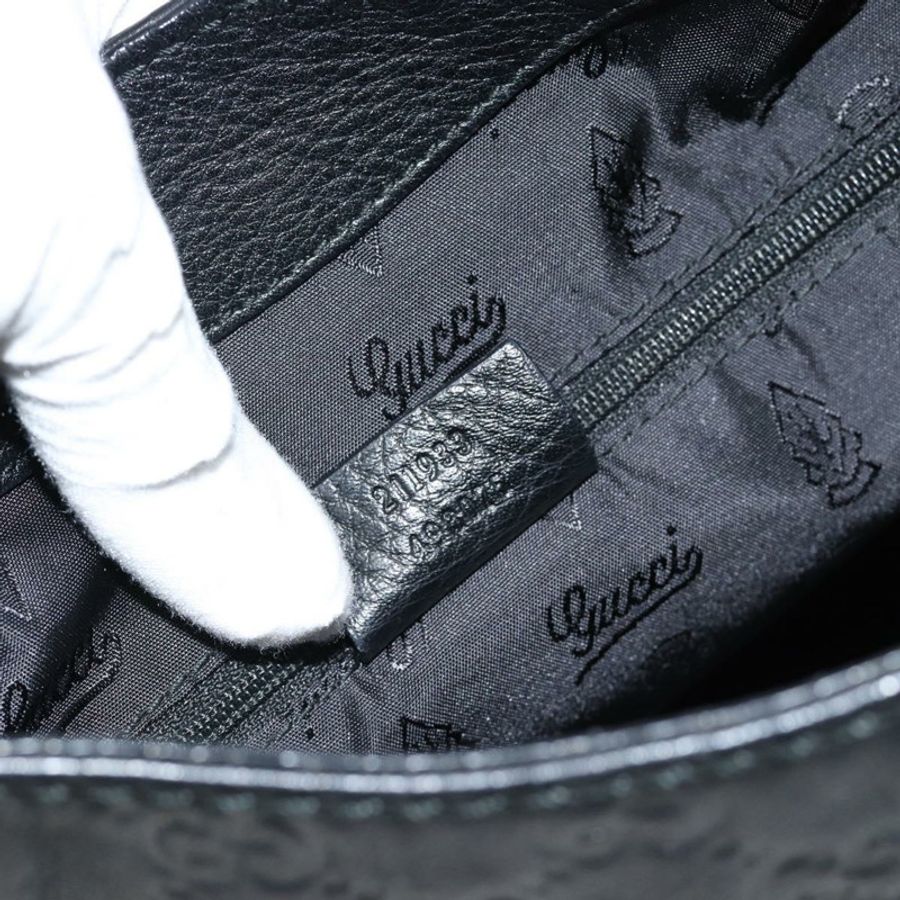 【日本直送】GUCCI GG帆布Guccissima單肩包,黑色皮革搭配金色,貨號211933,正品編號184986V-10