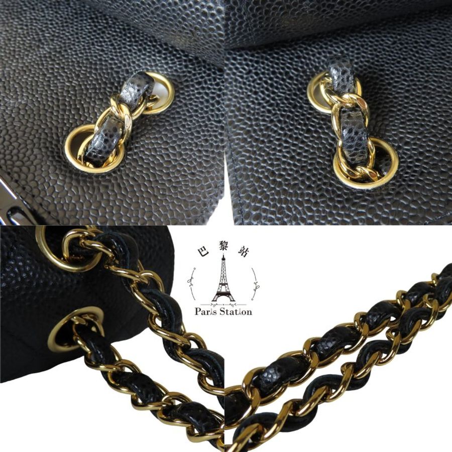 【巴黎站二手名牌專賣店】*現貨*CHANEL香奈兒真品* COCO23 黑荔枝金雙C 金鍊肩背斜背包-6
