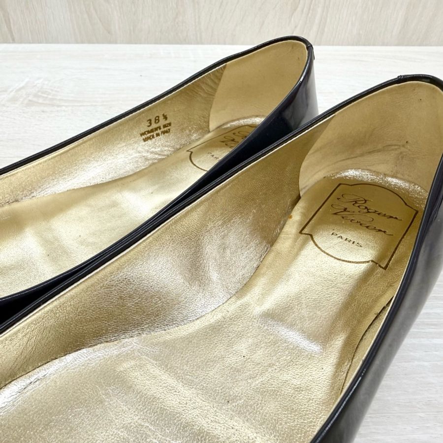 RV💙深藍漆皮藍方釦平底鞋-9
