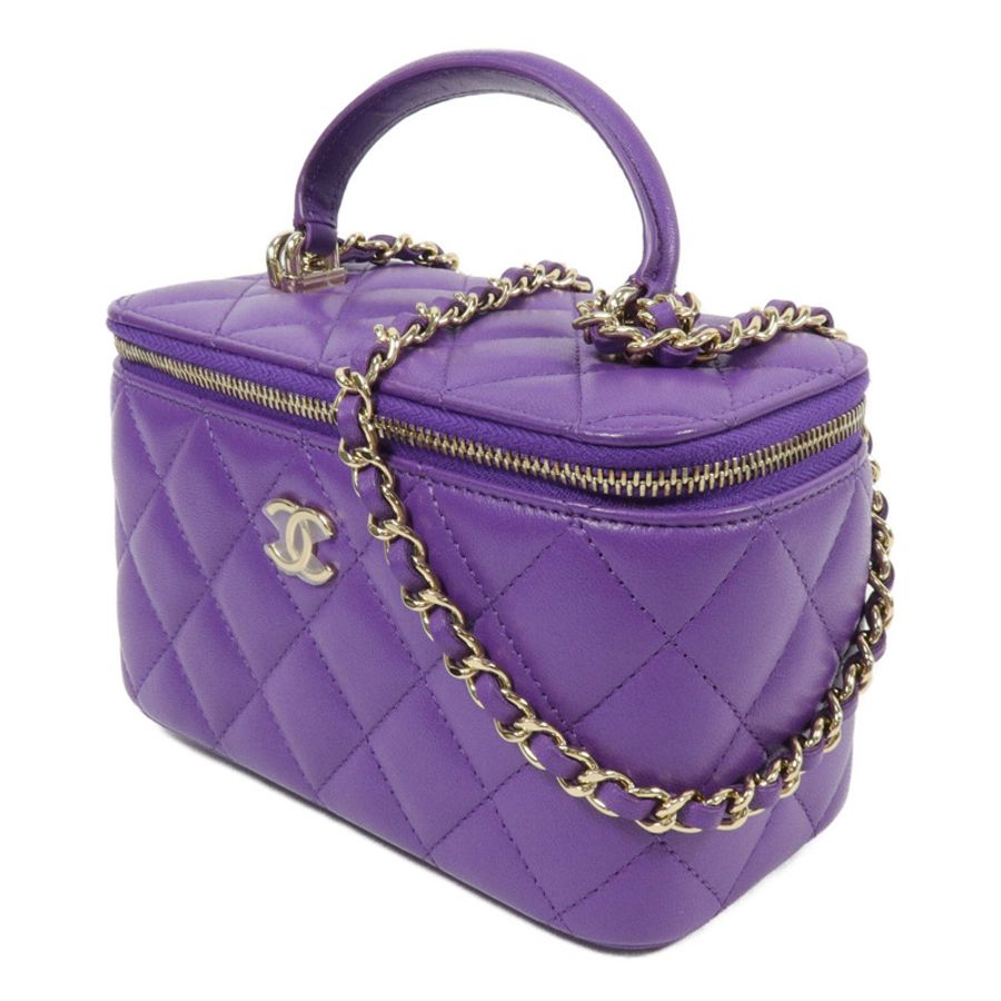 CHANEL 羊皮皮革Top Handle Vanity Case鏈帶手挽肩背兩用袋-1