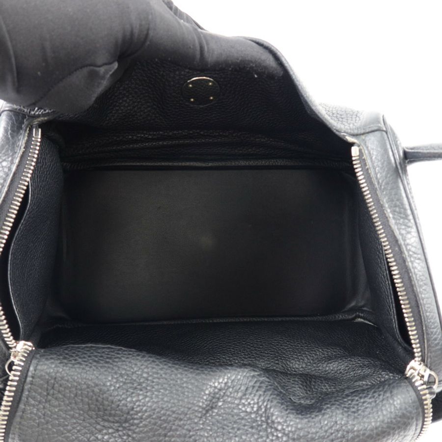 HERMES Clemence皮革Lindy 30手挽肩背兩用袋Noir-4