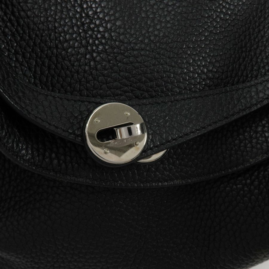 HERMES Clemence皮革Lindy 30手挽肩背兩用袋Noir-7