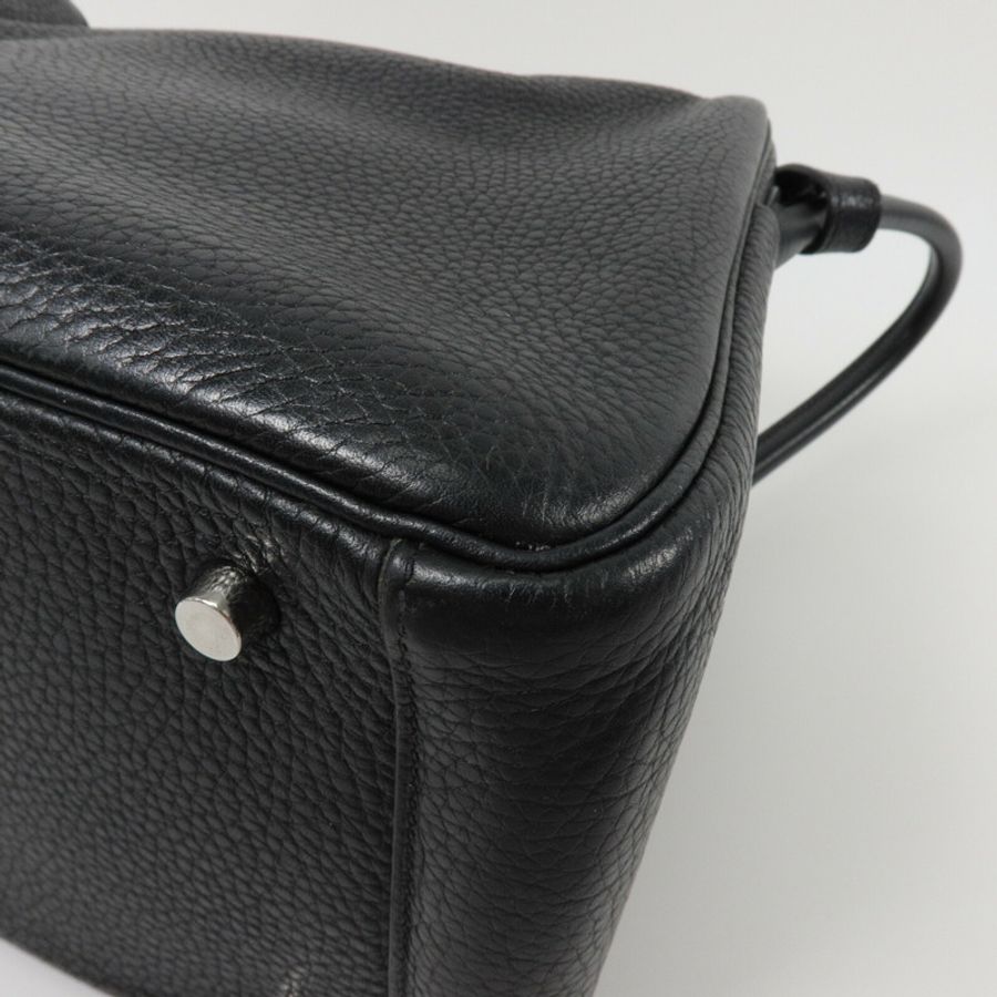 HERMES Clemence皮革Lindy 30手挽肩背兩用袋Noir-12
