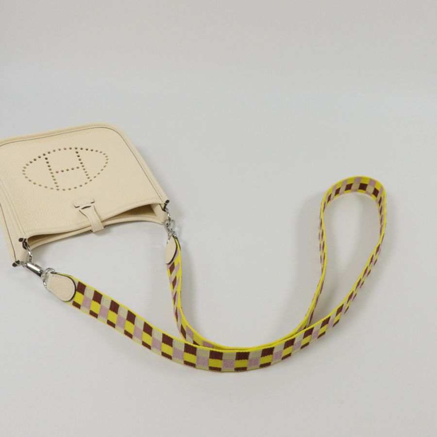 HERMES Clemence皮革Evelyne TPM肩背袋Craie-9