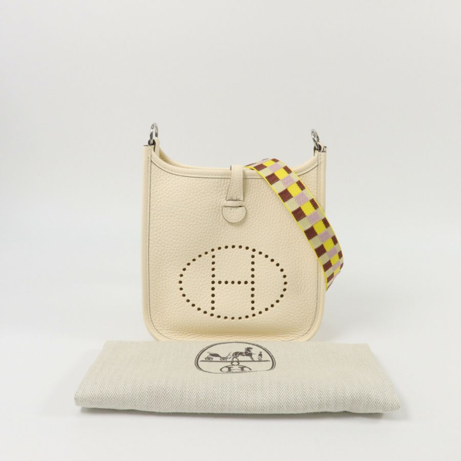 HERMES Clemence皮革Evelyne TPM肩背袋Craie-10