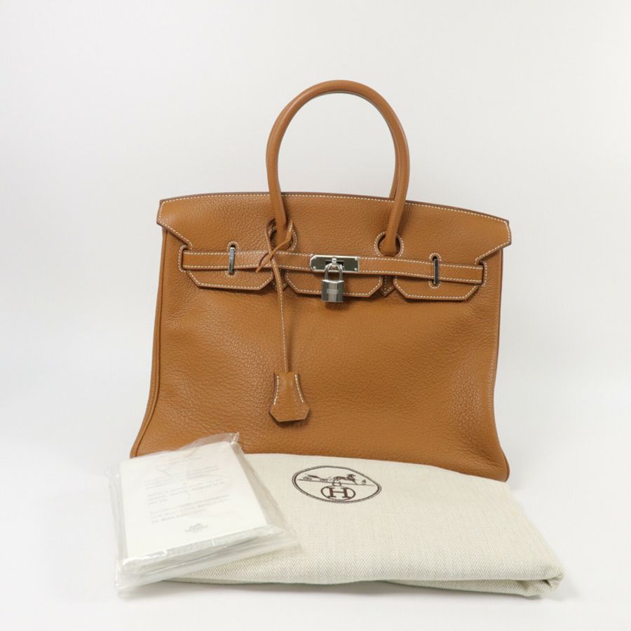 HERMES Togo皮革Birkin 35手挽袋Gold-10