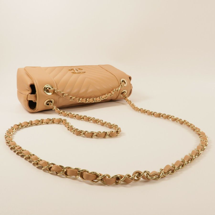 CHANEL 牛皮皮革Chain Shoulder鏈帶肩背袋-9