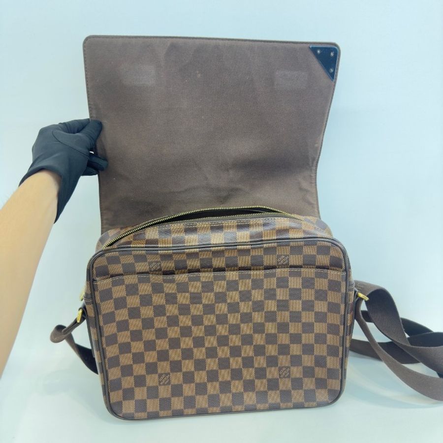 Louis Vuitton/路易威登棕棋盤格翻蓋公文郵差包-6