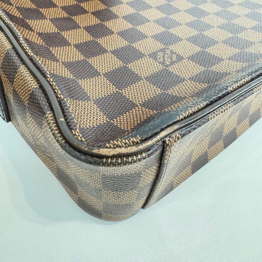 Louis Vuitton/路易威登棕棋盤格翻蓋公文郵差包-11