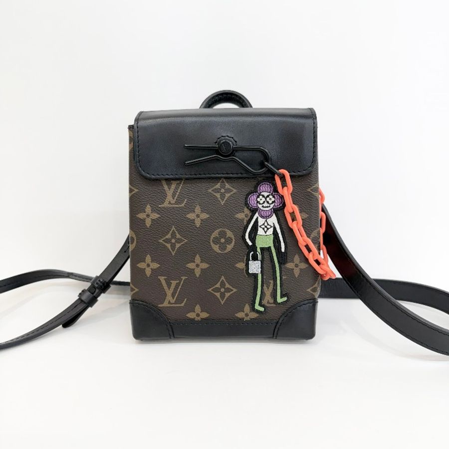Louis Vuitton/路易威登老花拼黑色配皮21ss秀款稻草人系列雙肩包-0