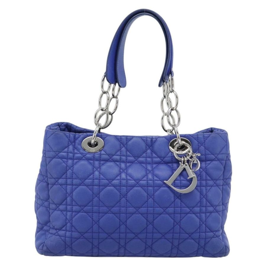 【日本直送】Christian Dior Canage Lady Dior 手袋，羊皮材質，兩用，藍色/銀色，正品，貨號 185409V-12