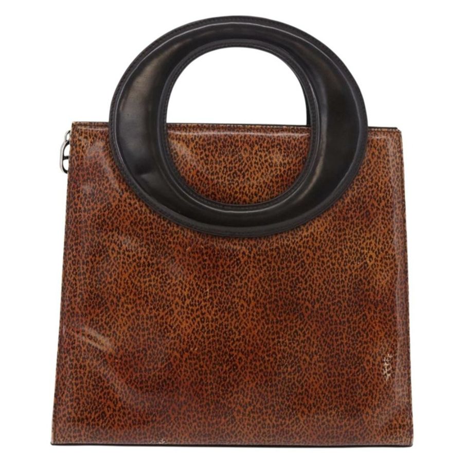 【日本直送】Christian Dior 手提包 皮革 棕色 銀色 正品 185670V-1