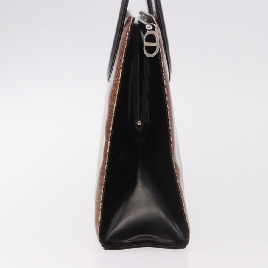 【日本直送】Christian Dior 手提包 皮革 棕色 銀色 正品 185670V-3
