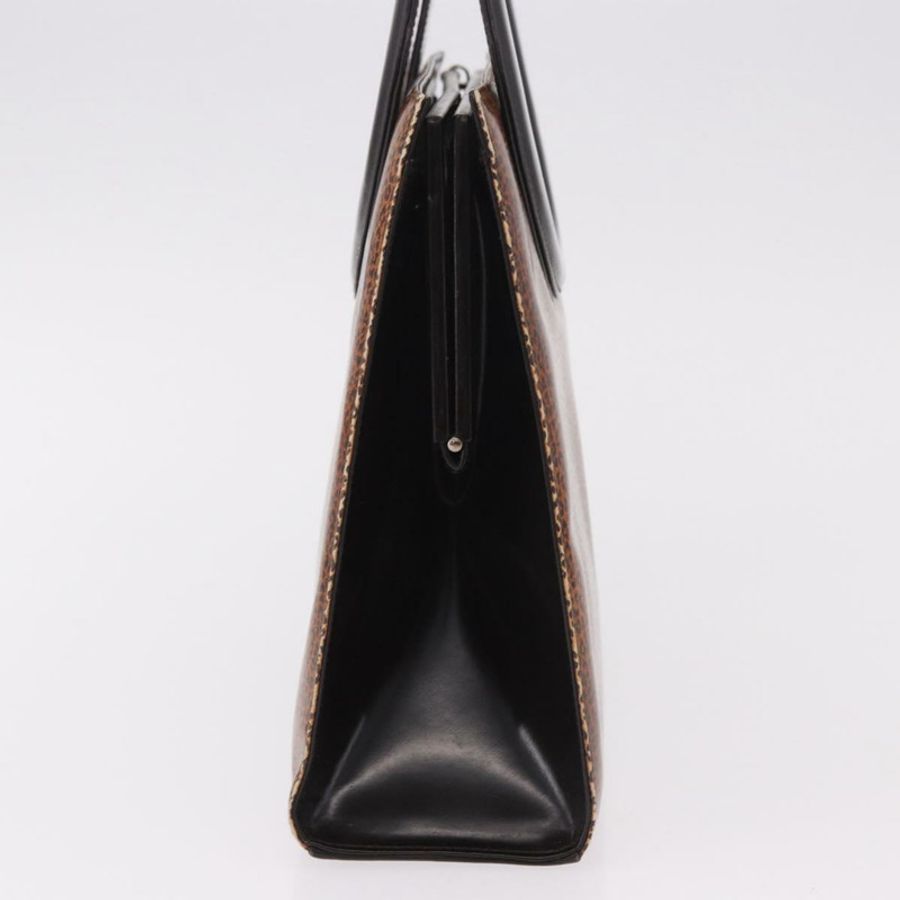 【日本直送】Christian Dior 手提包 皮革 棕色 銀色 正品 185670V-4