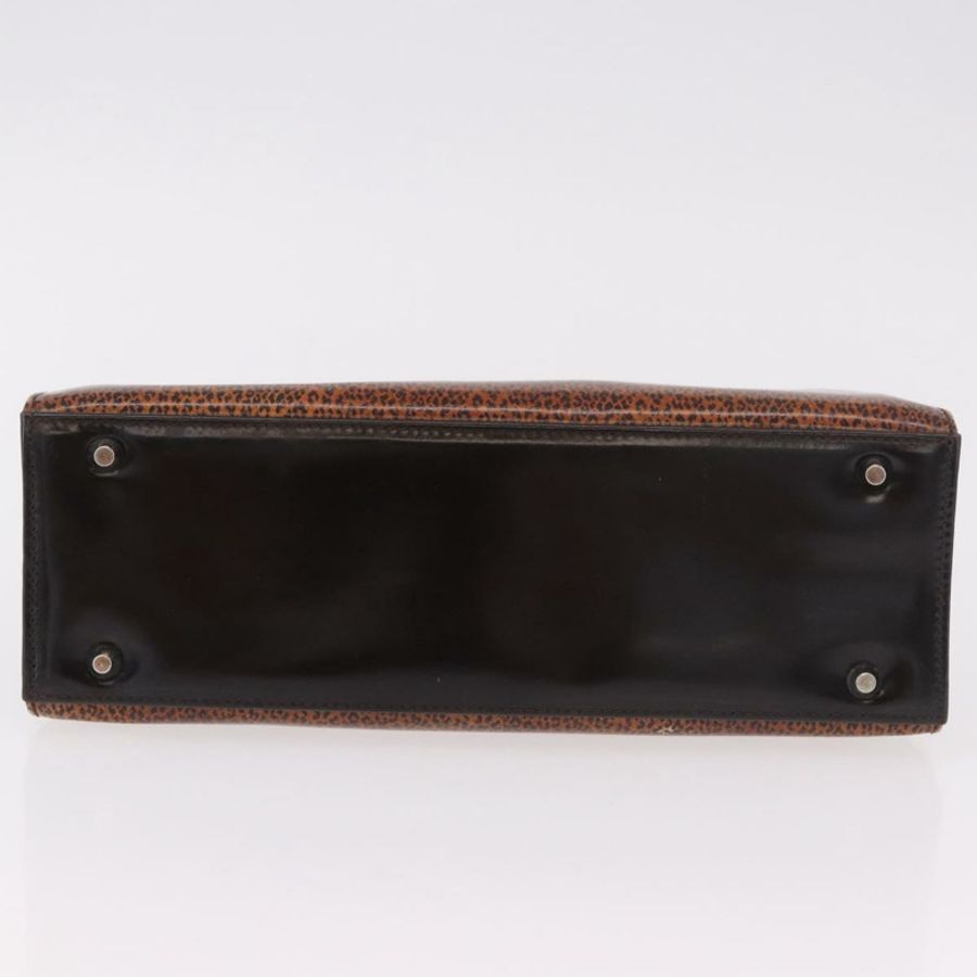 【日本直送】Christian Dior 手提包 皮革 棕色 銀色 正品 185670V-5