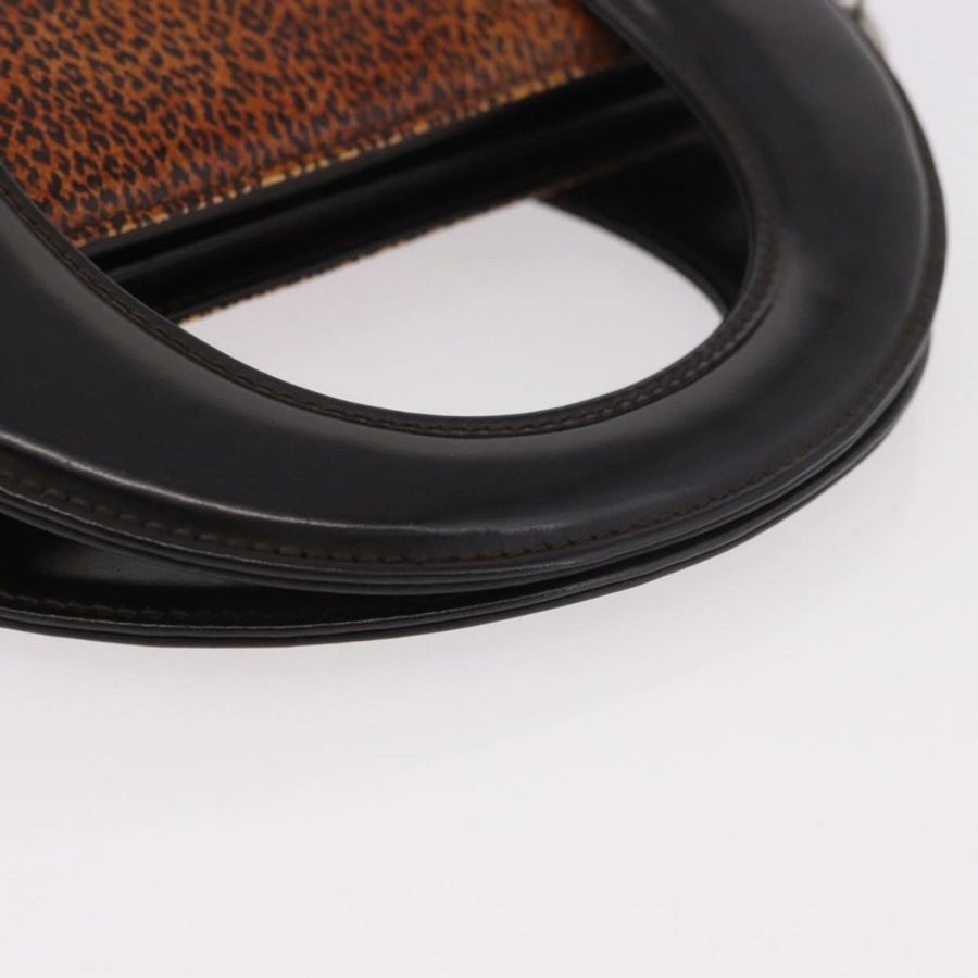 【日本直送】Christian Dior 手提包 皮革 棕色 銀色 正品 185670V-7