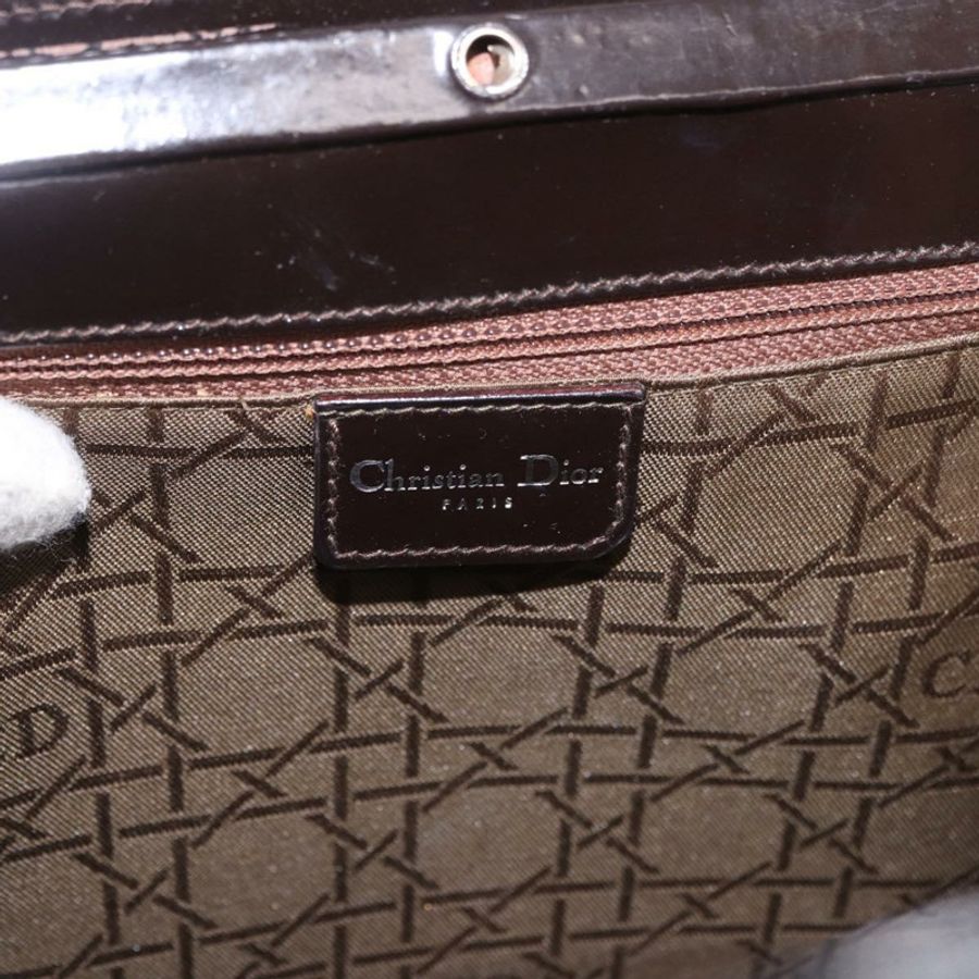 【日本直送】Christian Dior 手提包 皮革 棕色 銀色 正品 185670V-18