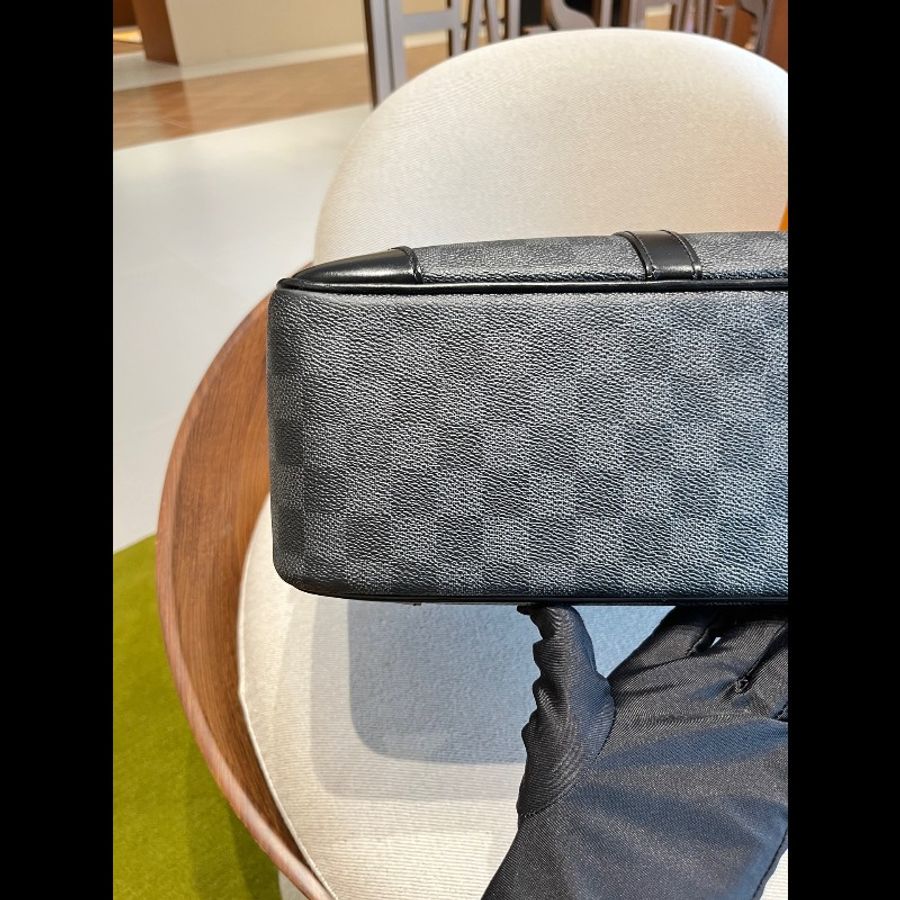 LV 大號黑棋盤格 電腦公事包-5