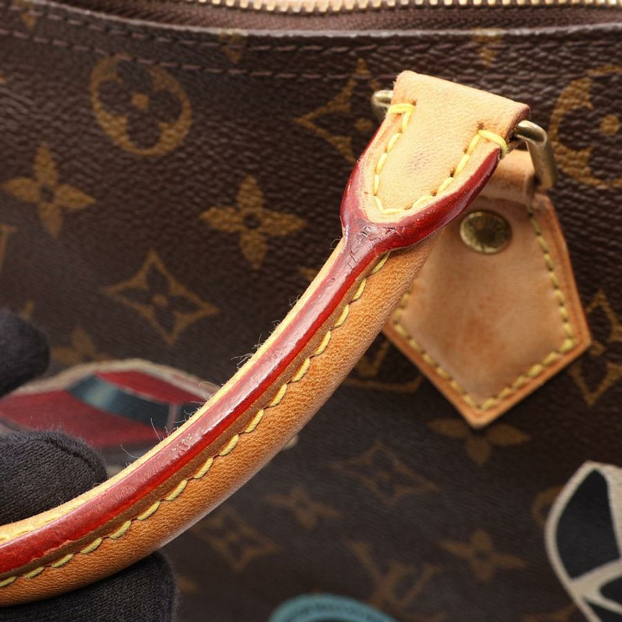 路易威登 Speedy Bandouriere 30 手提包 M43231 Monogram World Tour 棕色-8