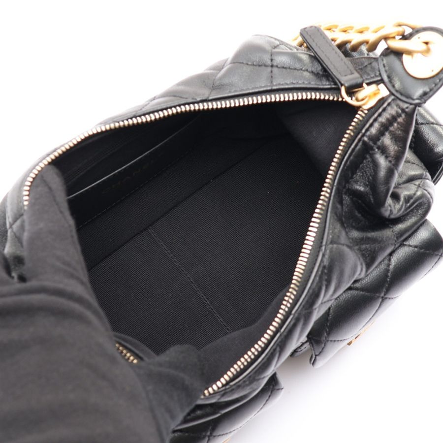 黑色 菱格紋羊皮 Trendy Pockets Hobo 肩背包【CHANEL 香奈兒】 AS5302-2
