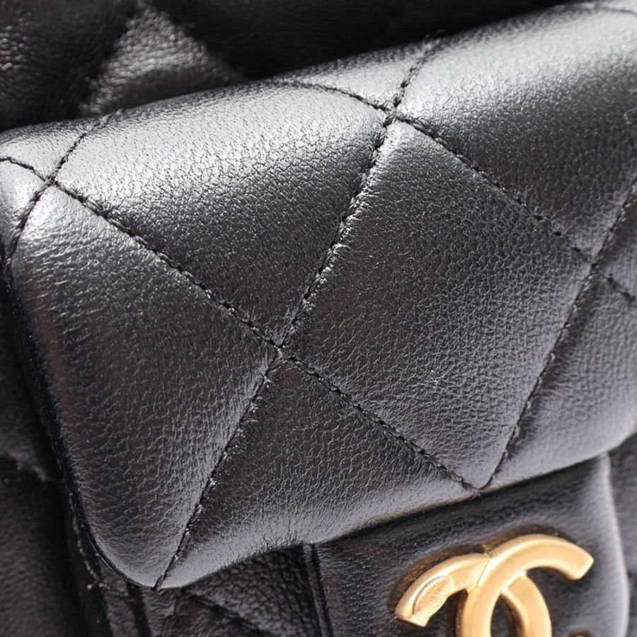 黑色 菱格紋羊皮 Trendy Pockets Hobo 肩背包【CHANEL 香奈兒】 AS5302-9