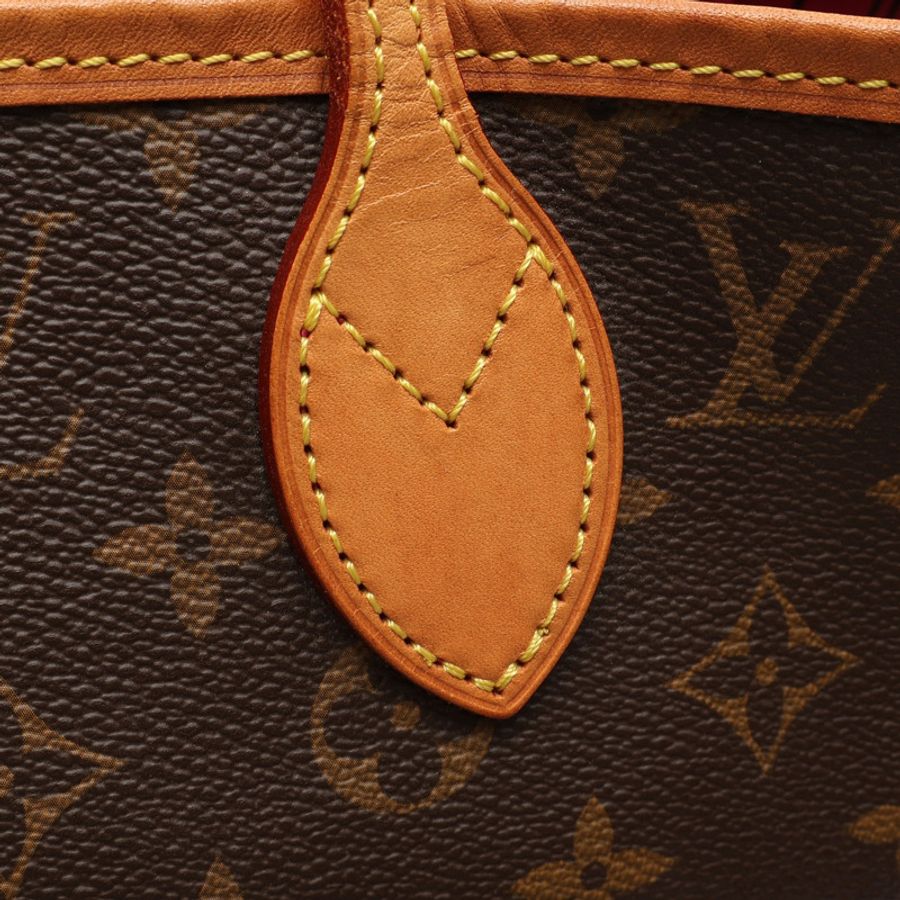 棕色 原花帆布/內裏櫻桃紅色 Neverfull MM 肩背包【LOUIS VUITTON LV 路易威登】 M41178-9