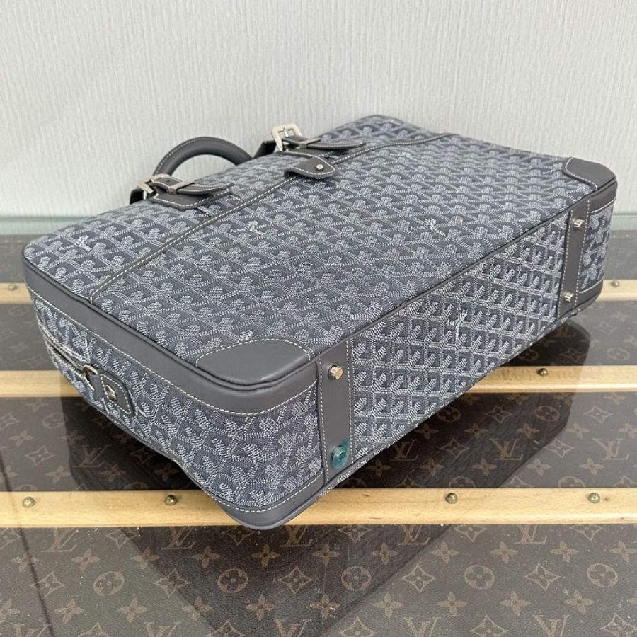 GOYARD 灰色經典老花手提公事包 41*27*11 95新 配件塵袋 鎖鑰匙-5