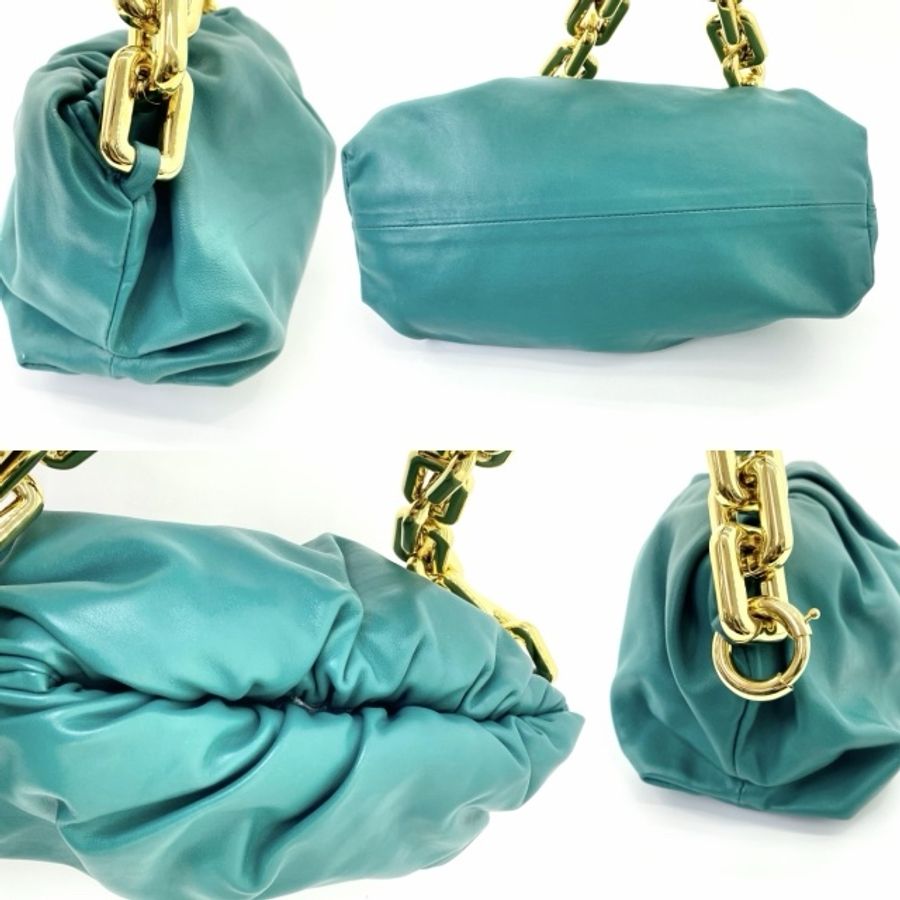 Bottega Veneta The chain Pouch粗鏈條 湖水綠單肩牛皮包-7