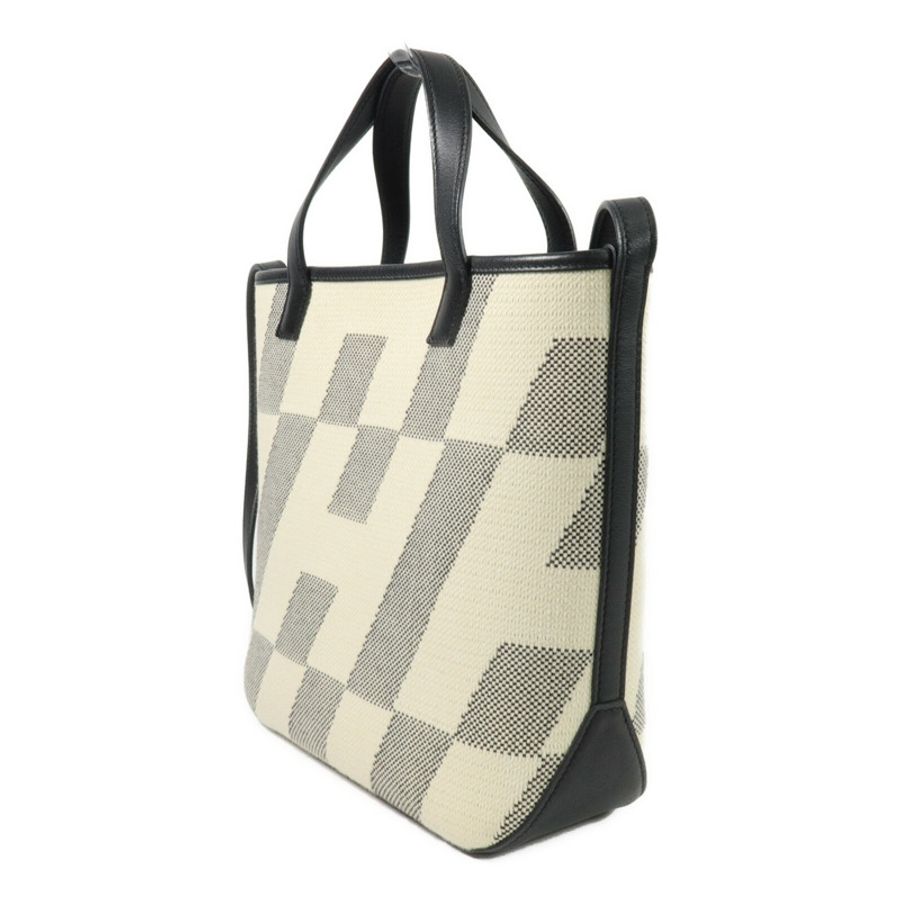 HERMES 帆布Cabas H En Biais 27手挽肩背兩用袋Noir-2