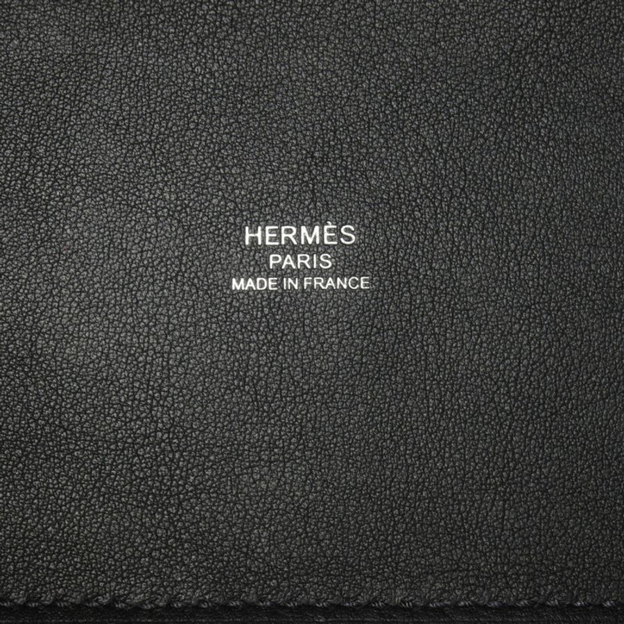 HERMES 帆布Cabas H En Biais 27手挽肩背兩用袋Noir-5