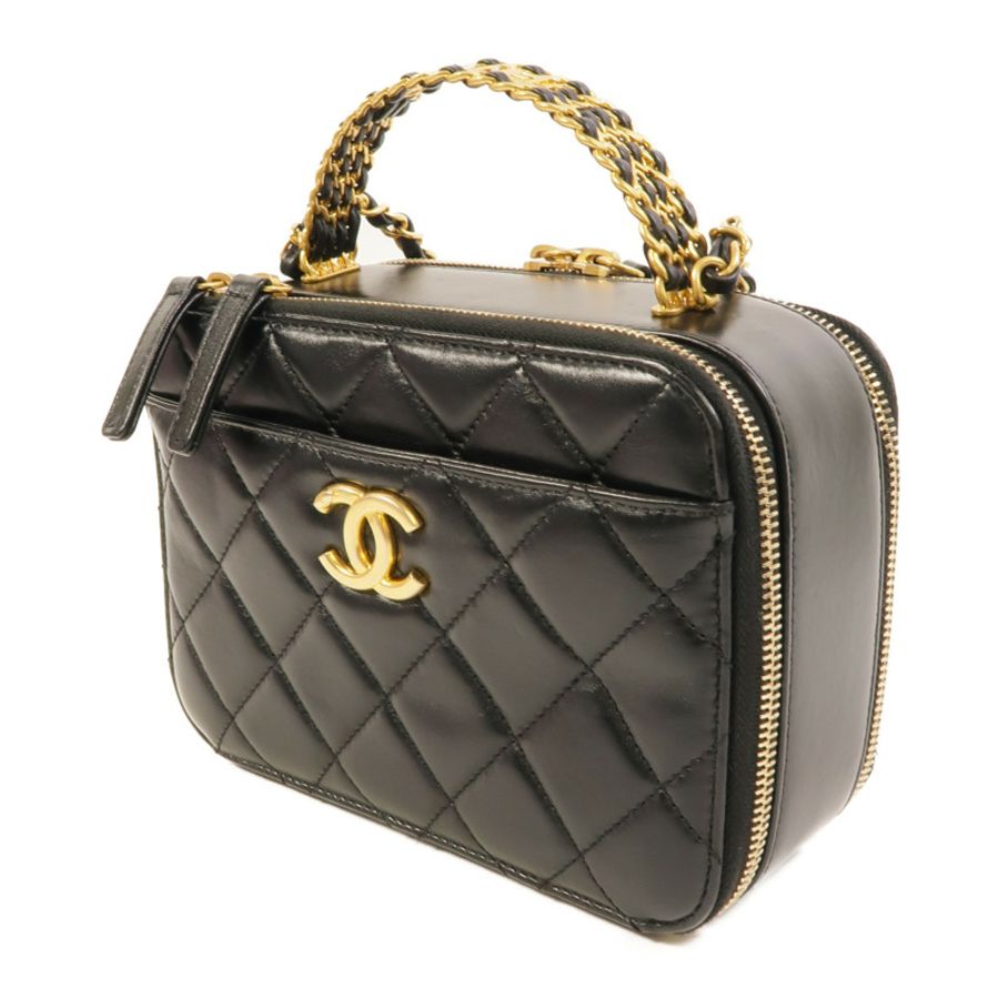 CHANEL 羊皮皮革Vanity Case鏈帶手挽肩背兩用袋-2