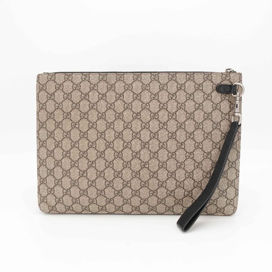GUCCI 棕色銀扣老花ophidia手拿洗漱包大號-2