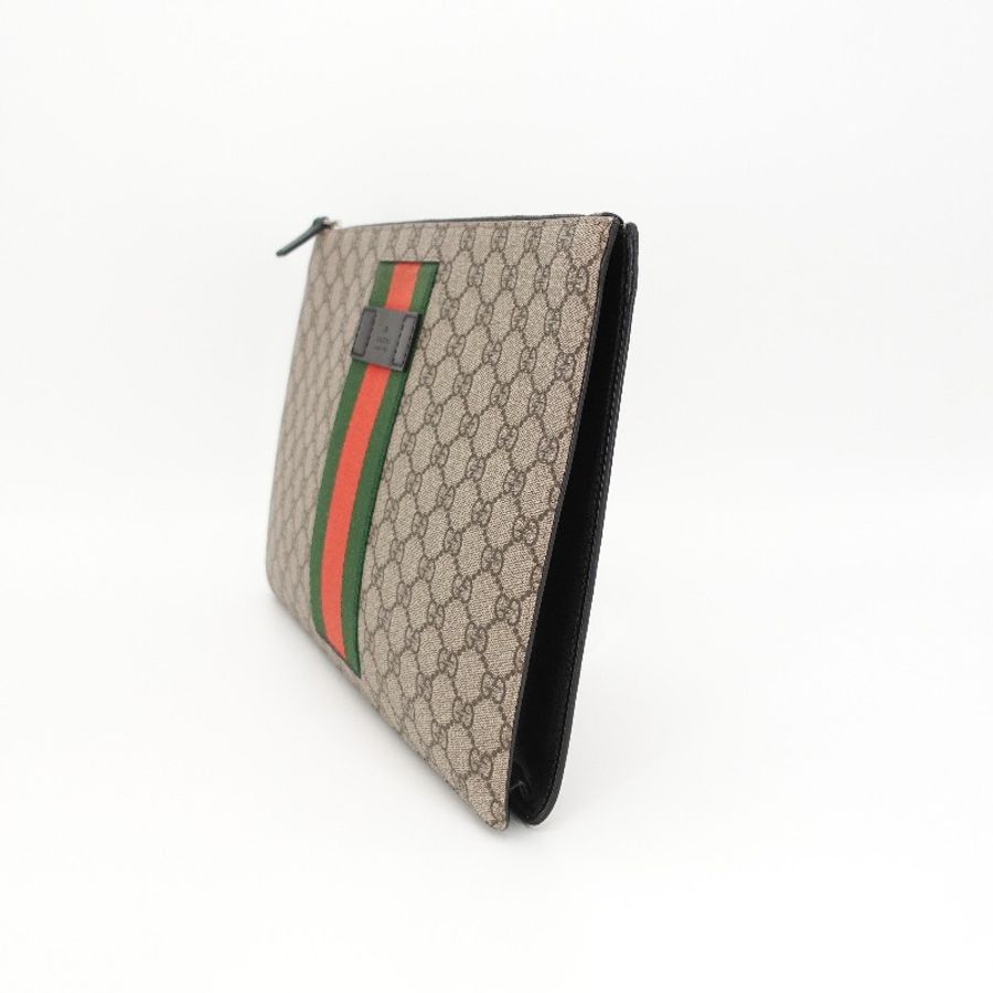 GUCCI 棕色銀扣老花ophidia手拿洗漱包大號-4