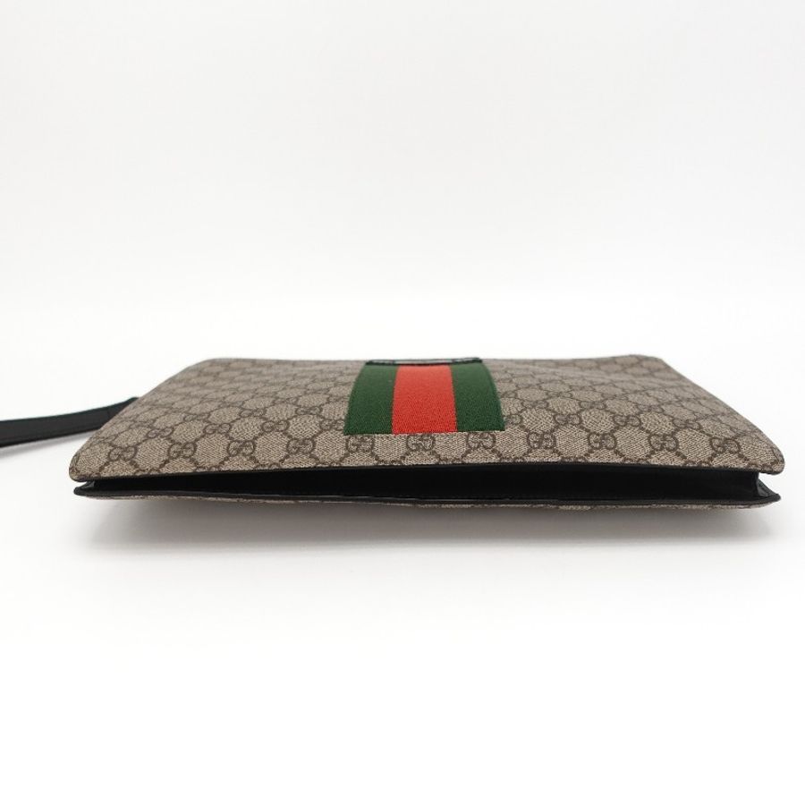GUCCI 棕色銀扣老花ophidia手拿洗漱包大號-5