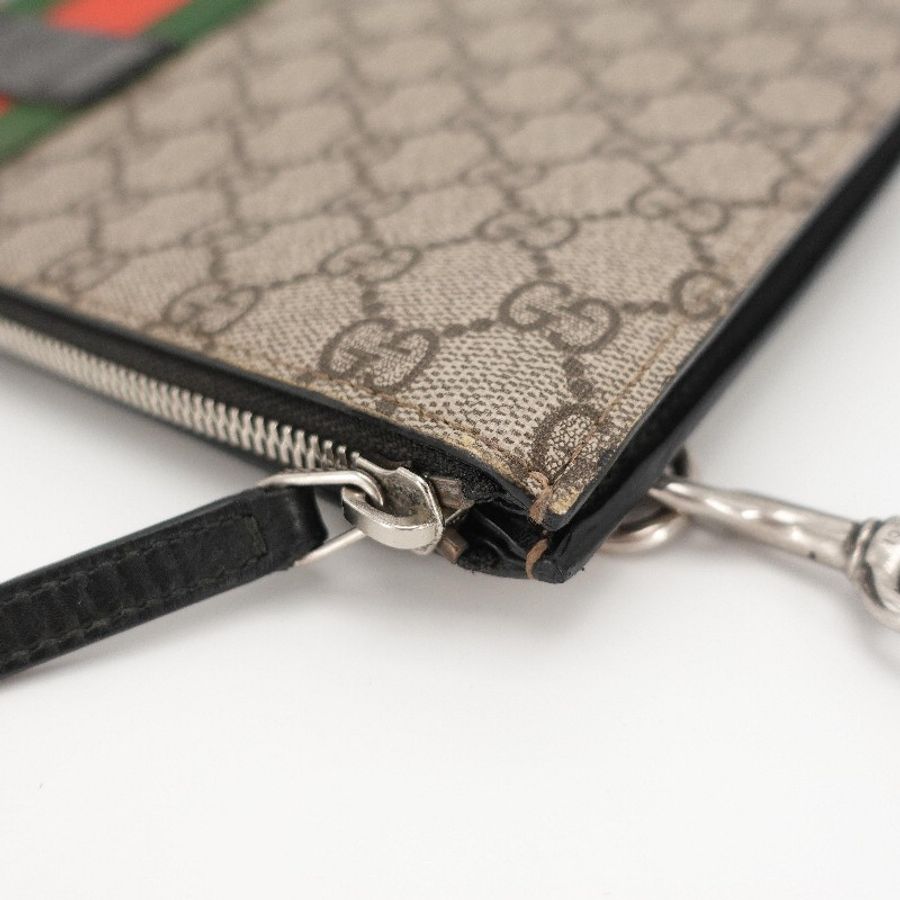 GUCCI 棕色銀扣老花ophidia手拿洗漱包大號-8