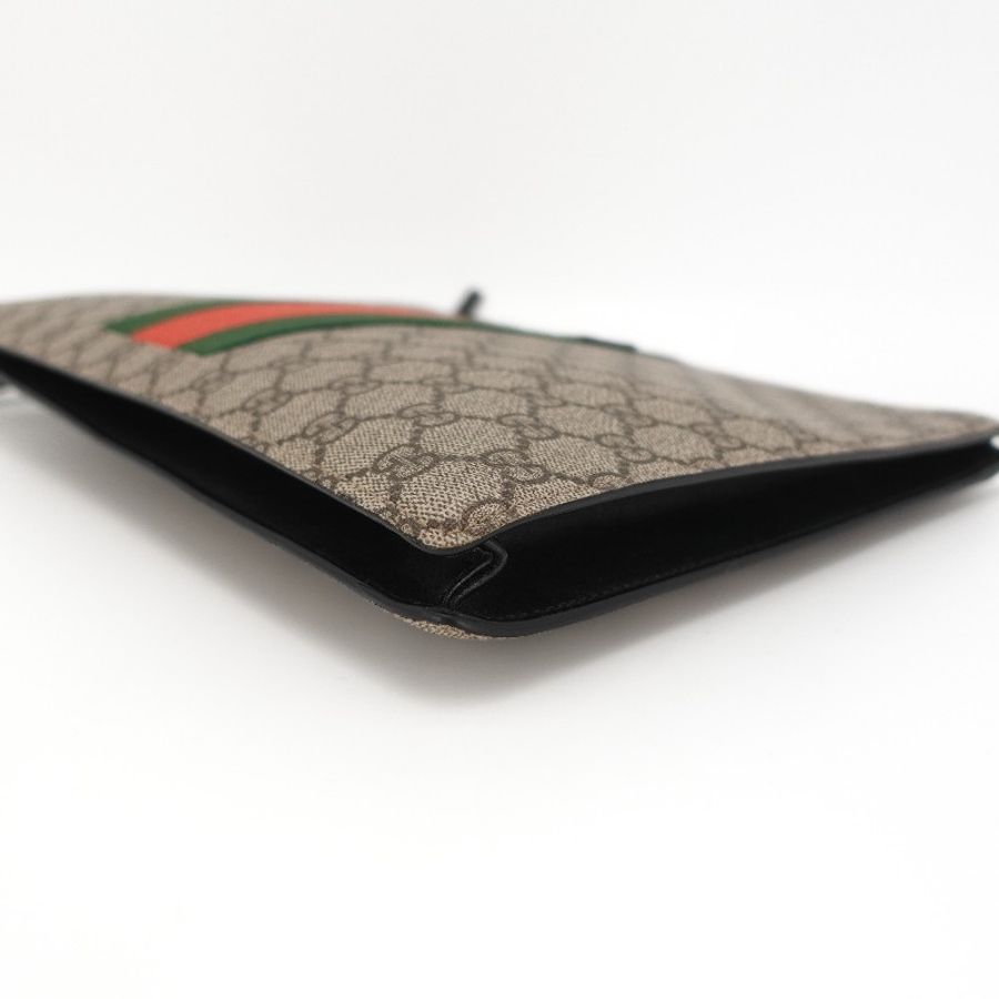 GUCCI 棕色銀扣老花ophidia手拿洗漱包大號-9