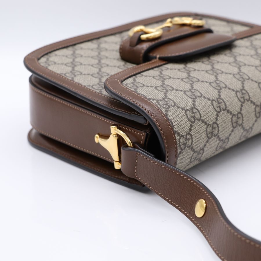 Gucci 古馳 1995馬銜扣 棕色 肩背包-6