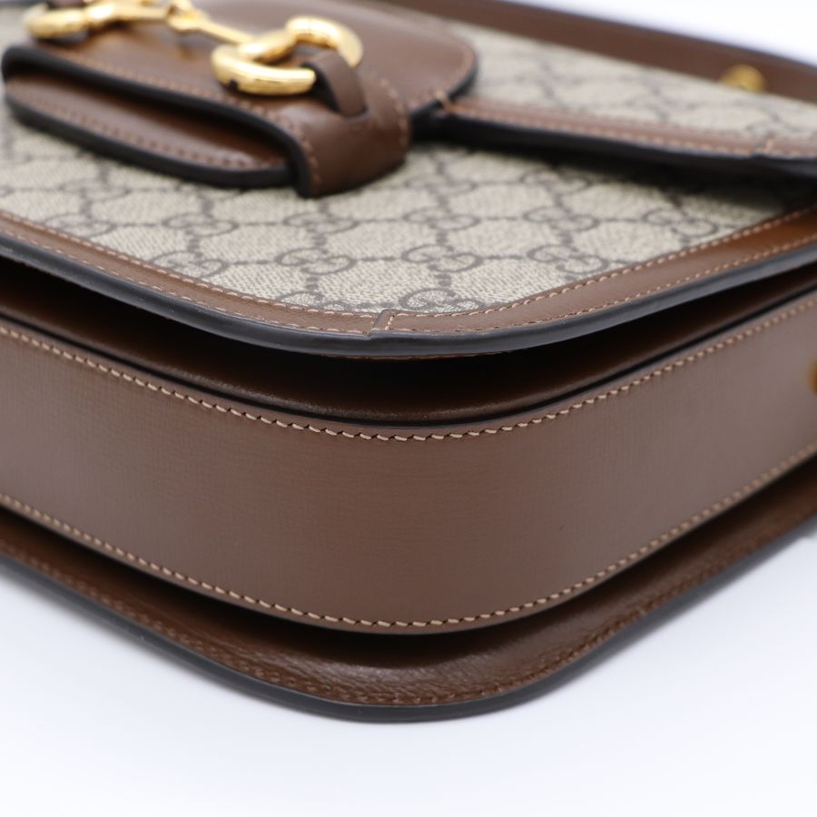 Gucci 古馳 1995馬銜扣 棕色 肩背包-11