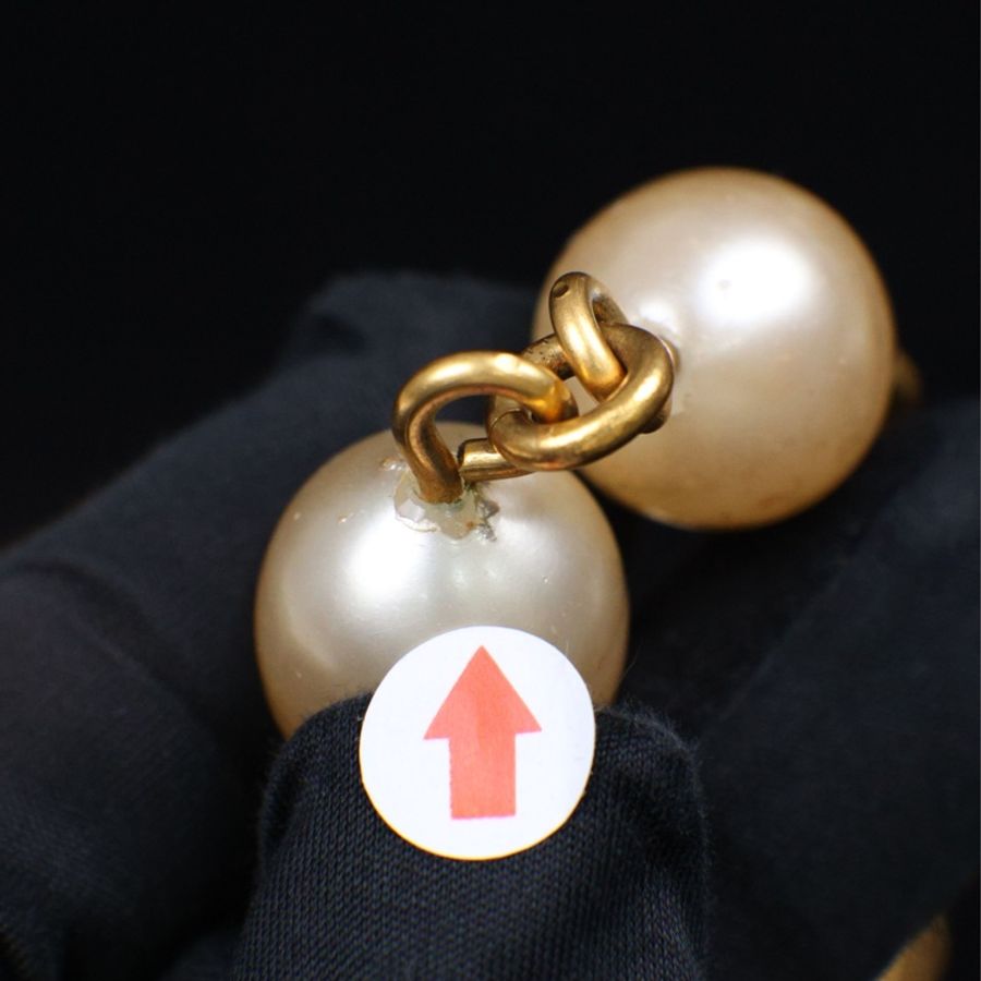 Chanel 95年红色镂空琉璃拼接珍珠长项链毛衣链-28