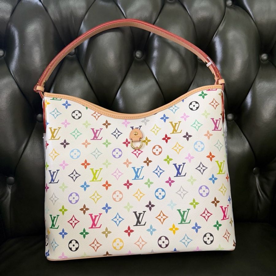 LOUIS VUITTON x Takashi Murakami 村上隆 聯名款 Lineup 白三彩 品牌老花滿印 塗層帆布 單肩斜挎手提包 中號 女款 白色。-1