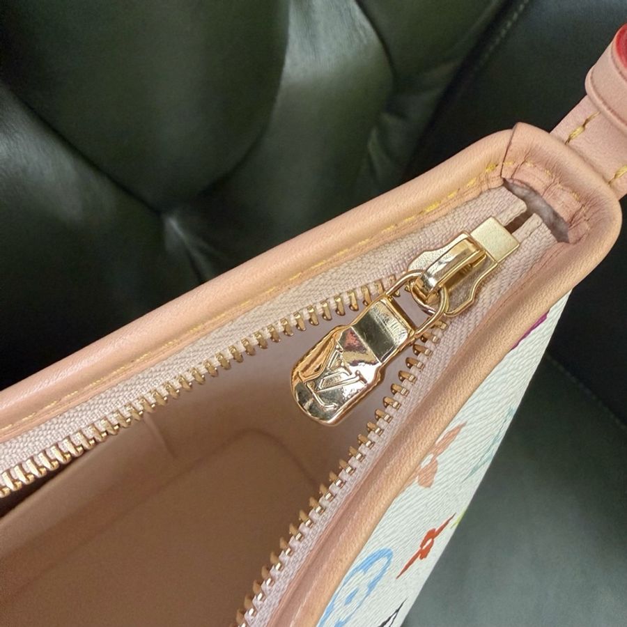 LOUIS VUITTON x Takashi Murakami 村上隆 聯名款 Lineup 白三彩 品牌老花滿印 塗層帆布 單肩斜挎手提包 中號 女款 白色。-6