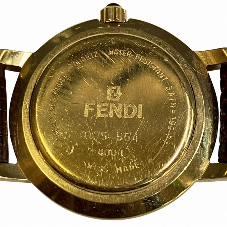 Fendi 手錶,總重 21.8 克,鍍金皮革錶帶,石英機芯,米色錶盤,400L。-4