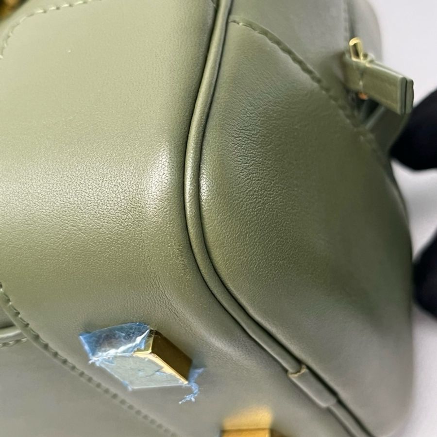 LOEWE 羅意威Amazona 28系列 納帕皮 保齡球手提包單肩包斜挎包 綠色 金扣 附件:肩帶-8