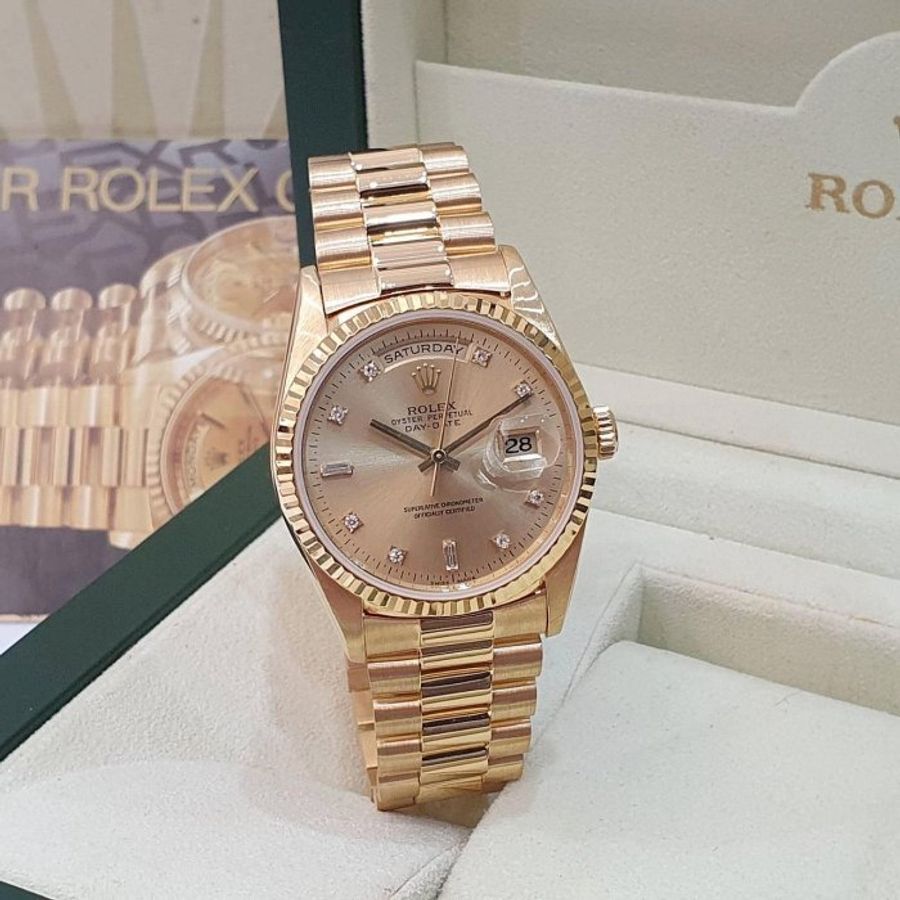 【大眾名錶】ROLEX 勞力士 18238 Day-Date 18K金 6.9T鑽面 錶徑36mm W字頭 自動上鍊 G213-3