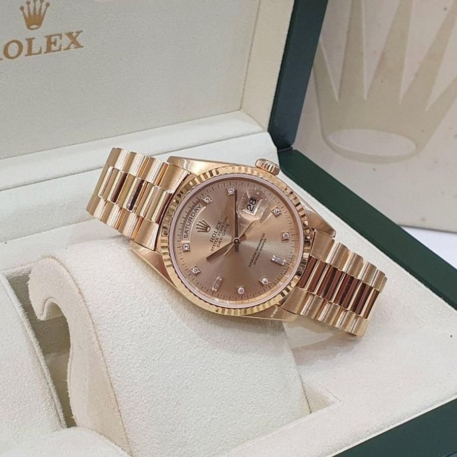 【大眾名錶】ROLEX 勞力士 18238 Day-Date 18K金 6.9T鑽面 錶徑36mm W字頭 自動上鍊 G213-4