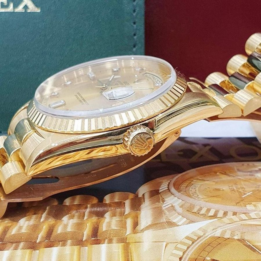 【大眾名錶】ROLEX勞力士 18238 Day-Date 18K金 金十鑽 6.9T鑽面 台灣AD 大眾名錶B1064-6