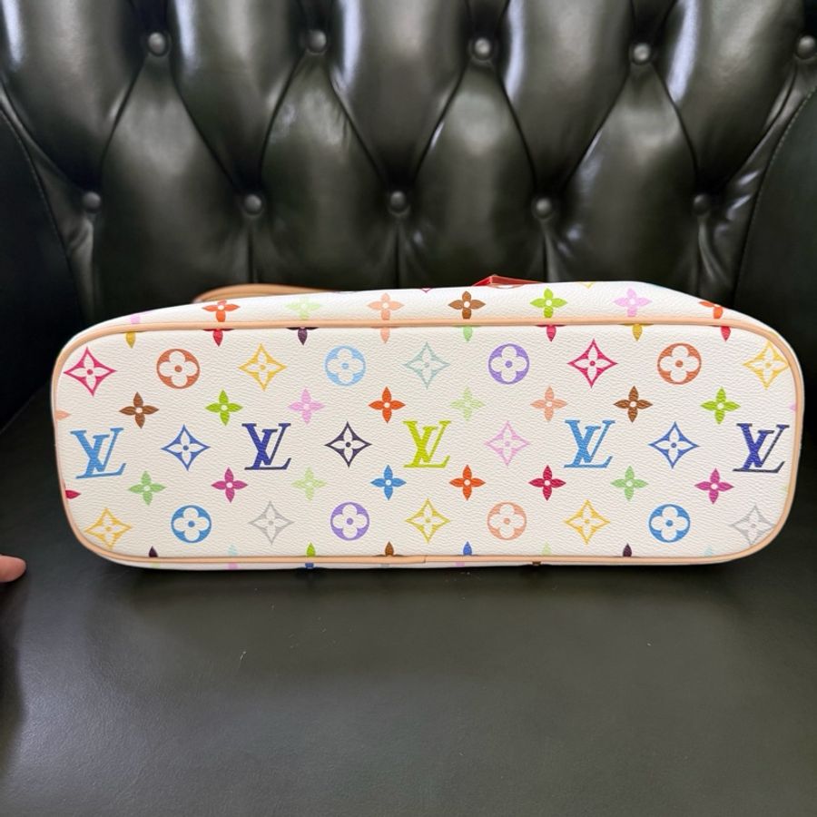 路易威登LOUIS VUITTON x Takashi Murakami 村上隆 聯名款 Lineup 白三彩 品牌老花滿印 塗層帆布 肩背包斜背包手提包 中號 白色-4